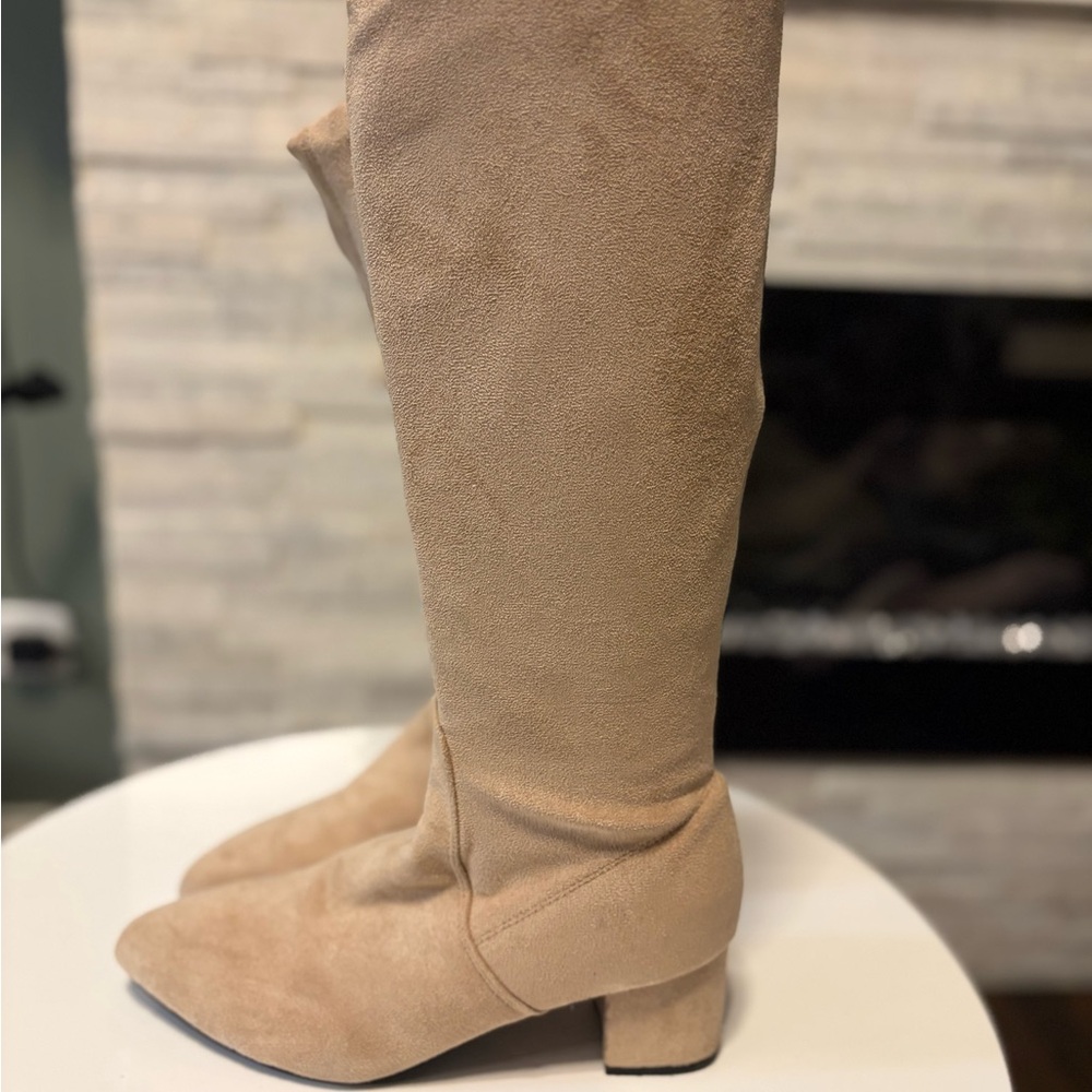 Tan Suede Over the Knee Boots